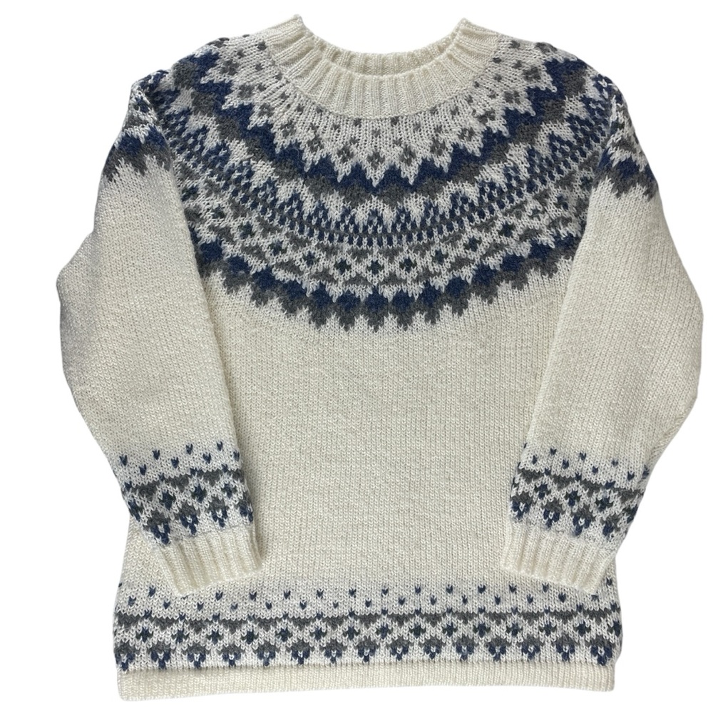 Nomi Womens Fair Isle Knit Sweater Crew Neck Size Medium